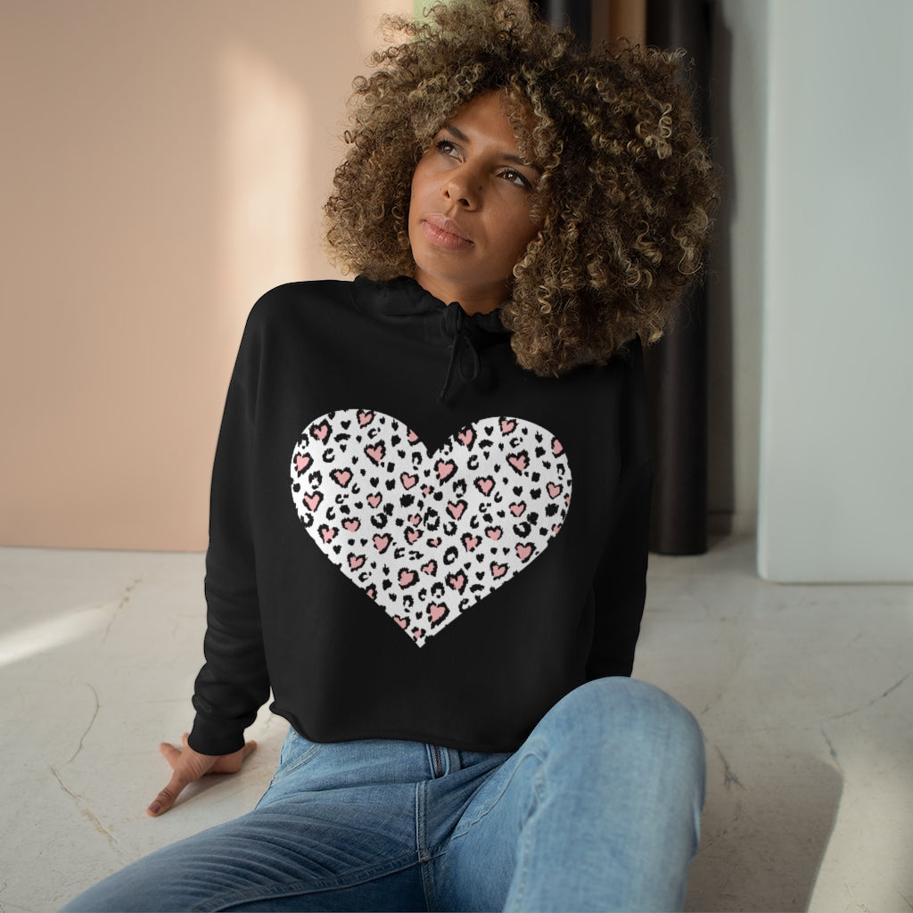 Crop Hoodie Pink hearts - Lovely X Honey