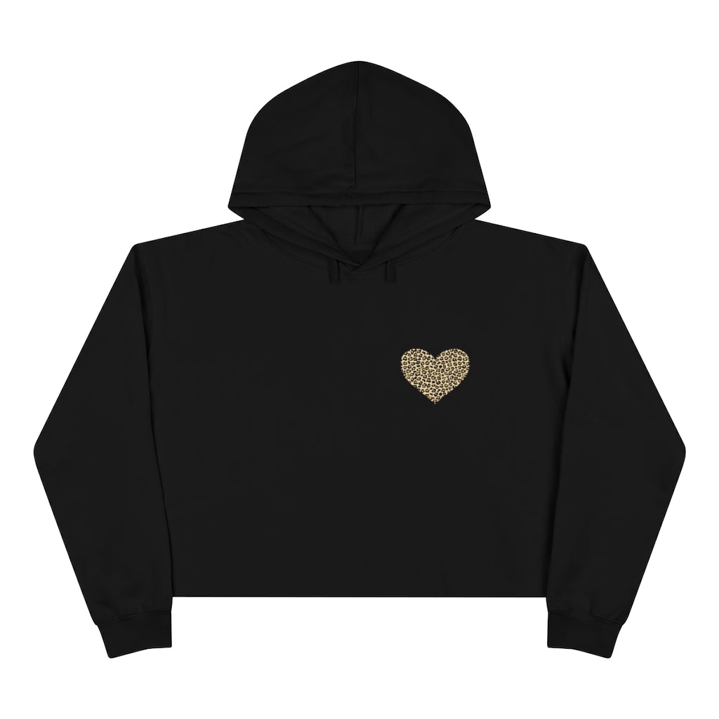 Crop Hoodie Leopard Heart - Lovely X Honey