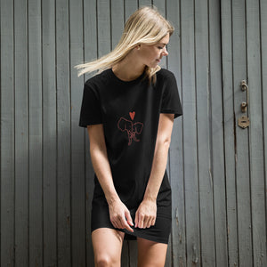 Organic cotton t-shirt dress elephant love