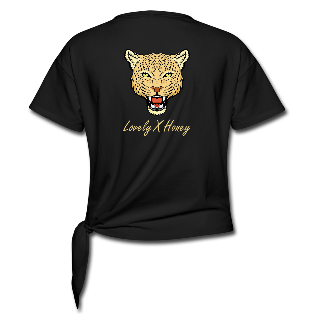 Women’s Knotted T-Shirt Tiger - black