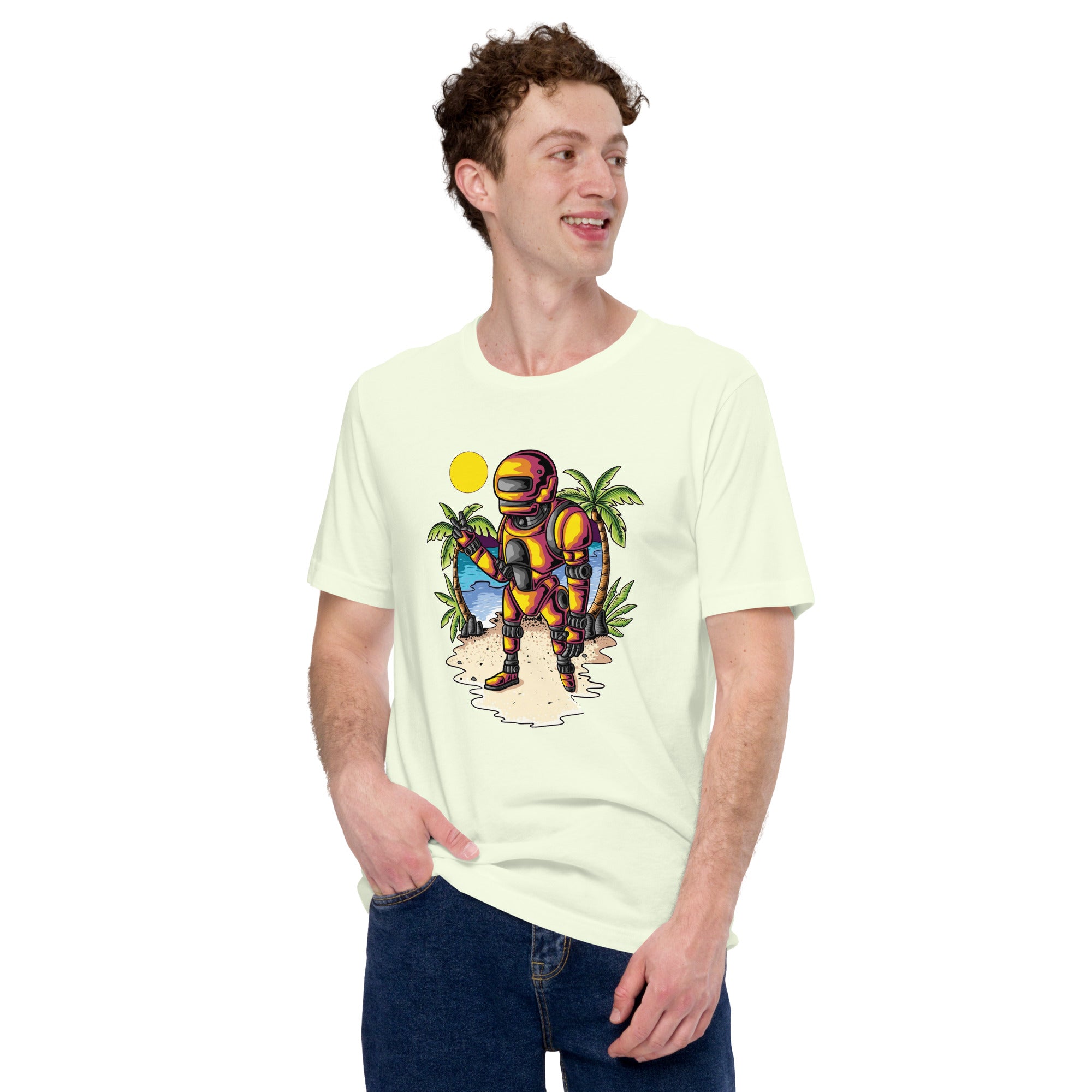 Unisex t-shirt beach robot