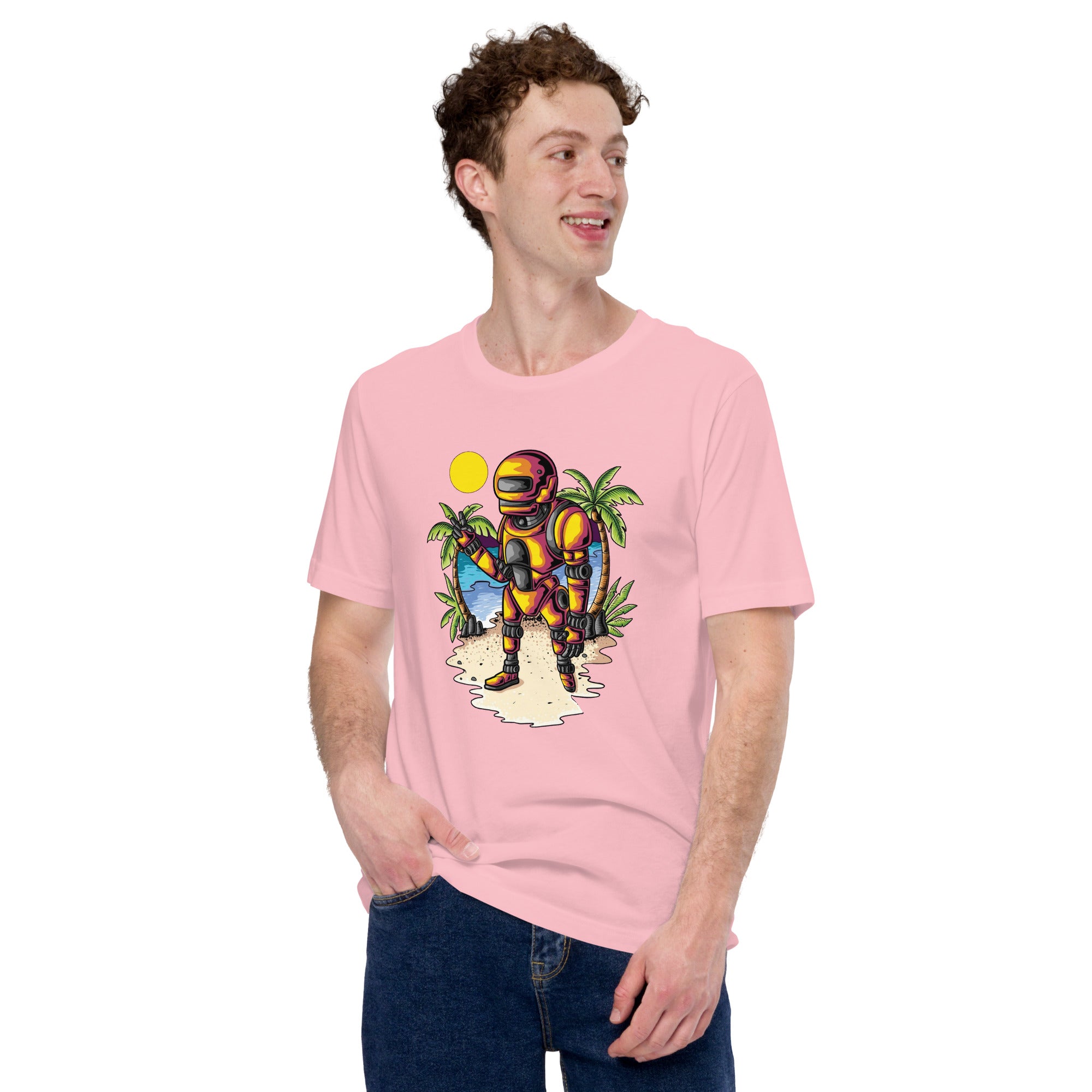 Unisex t-shirt beach robot