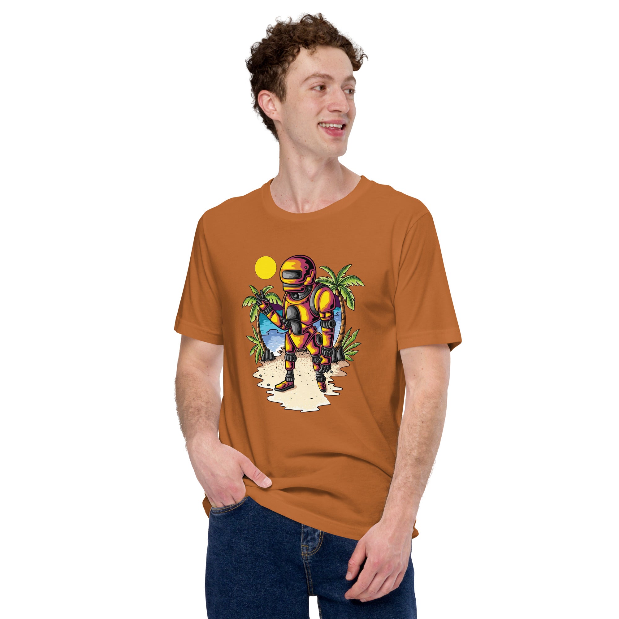 Unisex t-shirt beach robot